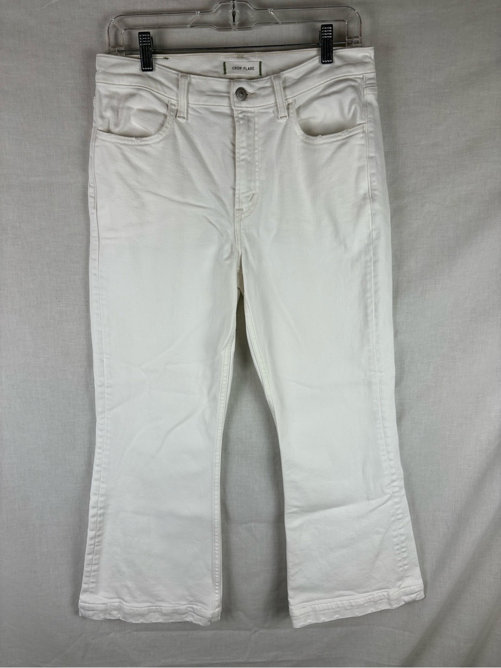 AE77 Premium Crop Flare High-Waisted White Jean Size 8 Short